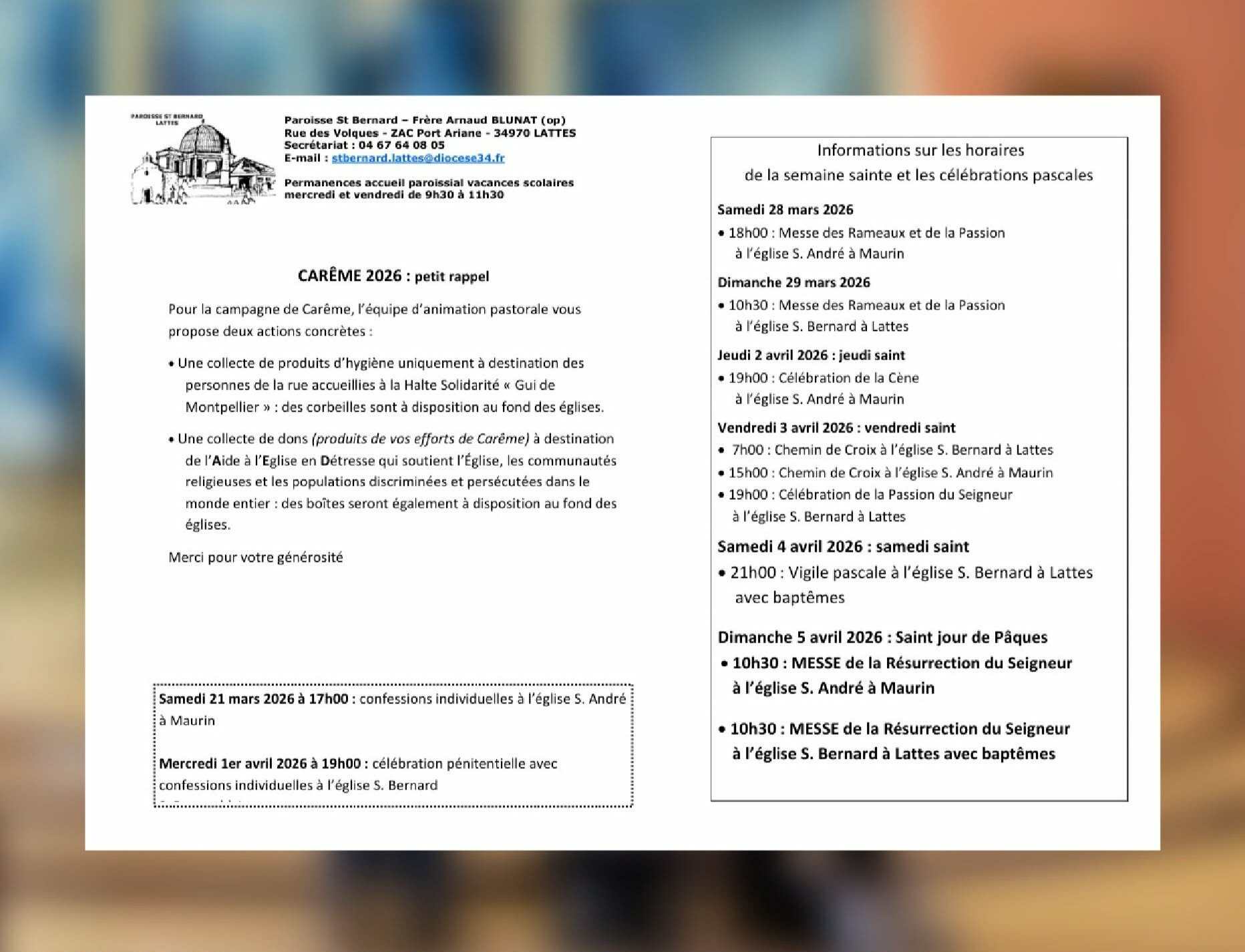 Horaires Pâques 2026 VF